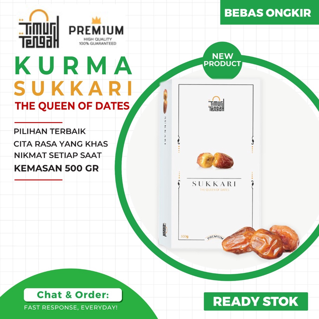 

Kurma Sukari Premium Timur Tengah Kurma Sukkari Original High Quality 500 gr