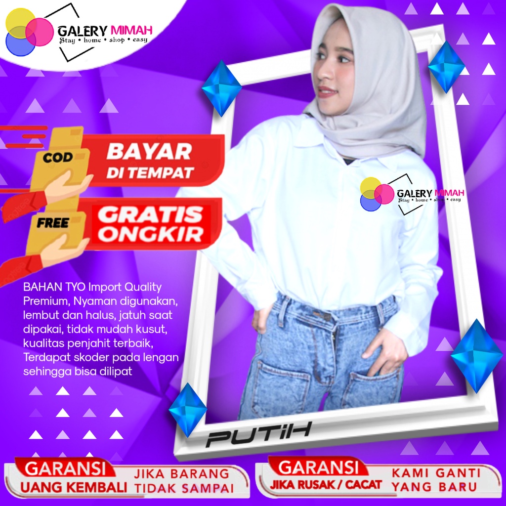 KEMEJA WANITA KEMEJA PUTIH WANITA KEMEJA PUTIH FORMAL WANITA KEMEJA PUTIH POLOS KASUAL ATASAN WANITA