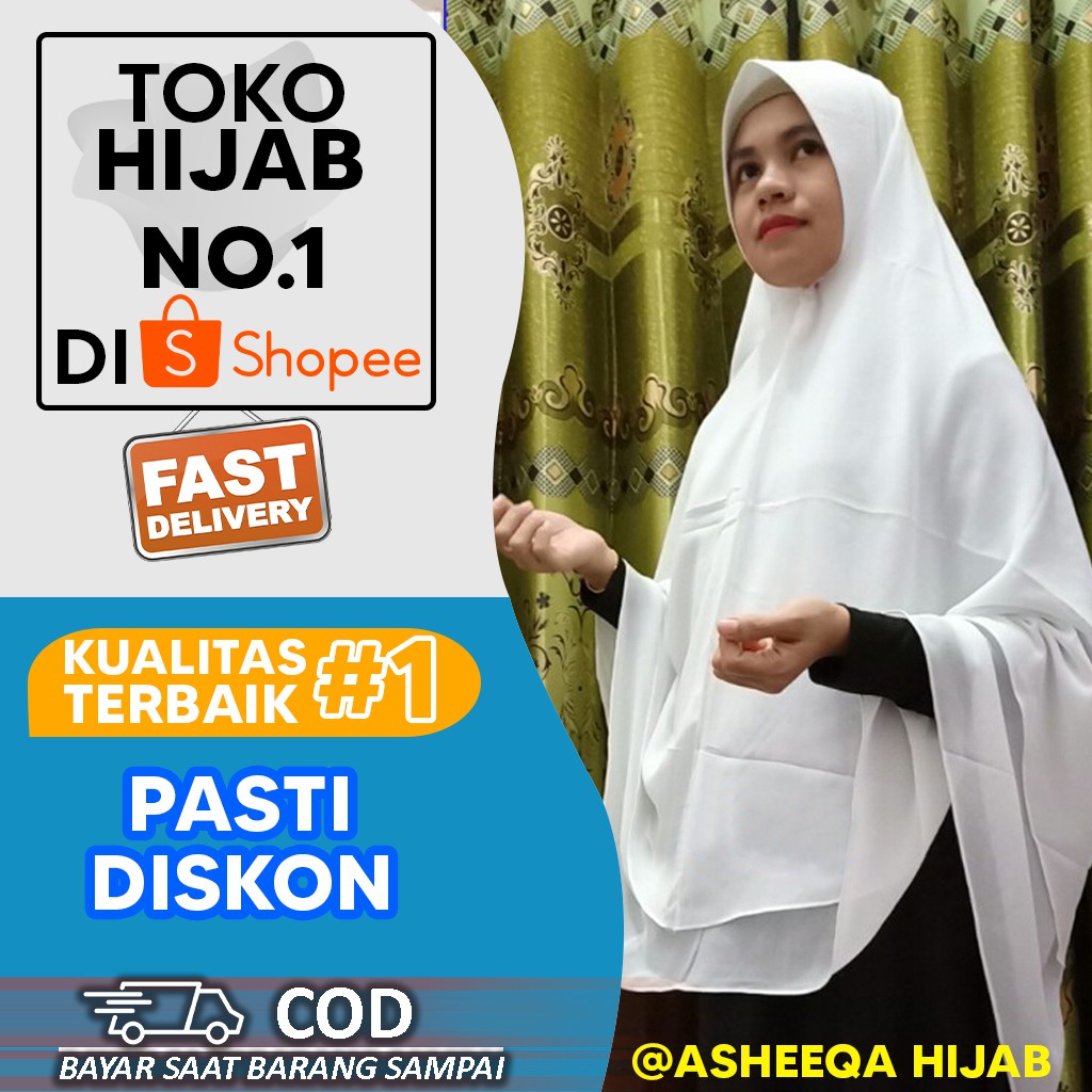 Jilbab Khimar 2 Layer / Kerudung Syari / Jilbab Syari Panjang / Jilbab Instan Murah / Bergo Instan