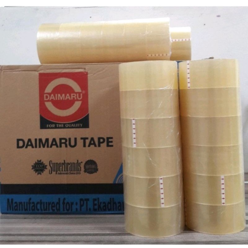 1 slop (6 pics )Lakban Daimaru tebal OPP tape super Murah ready Bening / coklat bisa campur Original Asli