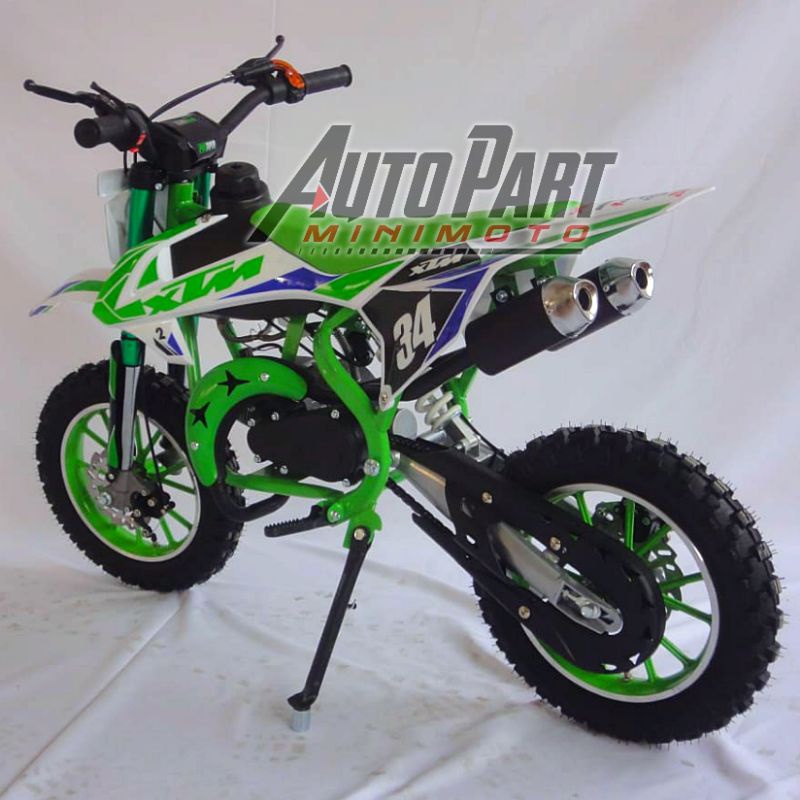 MOTOR MINI TRAIL XTM 34 DOUBLE KNALPOT - TRAIL MINI XTM 34 KNALPOT 2