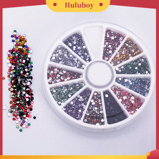 Huluboy Huluboy♡ 500pcs Berlian Imitasi Glitter Bulat 2.0mm 12 Warna Untuk Dekorasi Nail Art