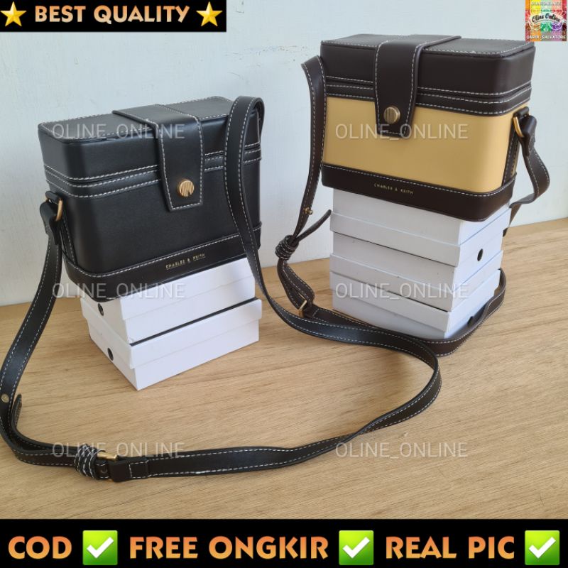 tas wanita bronte boxy selempang box kotak ck two tone dan hitam mini small bag