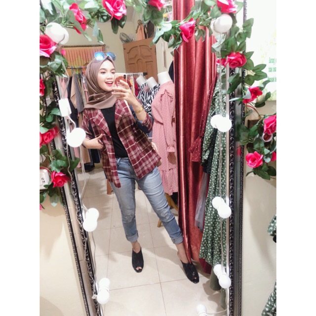 Blazer kotak mix jeans