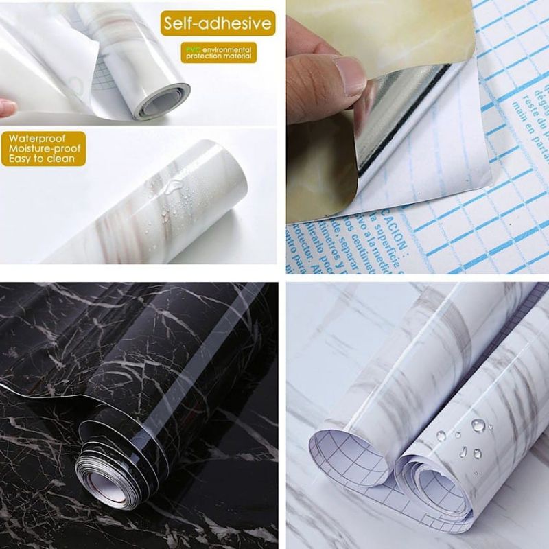 Wallpaper Sticker Marmer Furniture, Dinding, Lantai, Meja Lemari Dapur