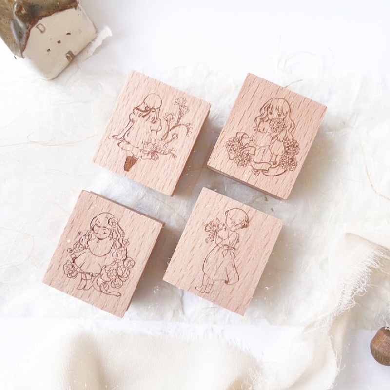 

B.Book Flower Girl Rubber Stamps