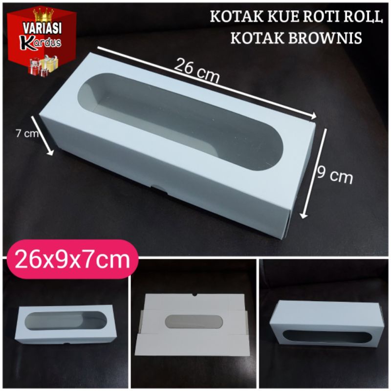 

ISI 20 pcs KOTAK BROWNIES ROLL TART 26x9x7cm /KOTAK DUS KUE ROTI/KARDUS DOS
