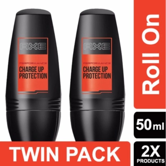 Axe Performance Charge Up Deodorant Roll On 50ml Twin Pack Unilever