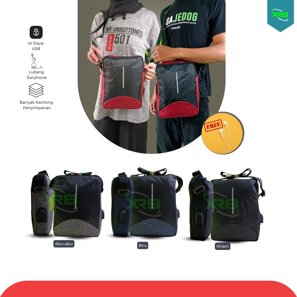 TAS GAOLEMA SELEMPANG SLEMPANG SPORT USB PORT HOLE FASHION SPORTY UNISEX MAN WOMAN