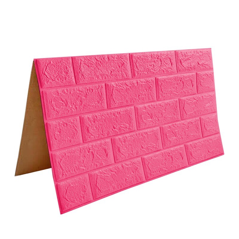 Wallpaper 3D Brick Dekorasi Dinding Wall Foam Brick 3D Batu Bata WaterProof 38Cm X 77Cm Hds-PINK-GLOSSY
