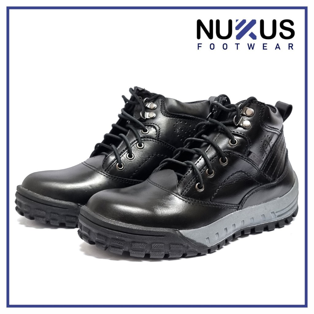 Nukus Sepatu Pria Safety Boots Tali Hitam - GR TL