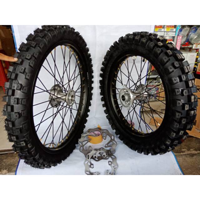 Paketan Velg KLX 150 dan DTracker 150 Velg ring 16 19 dan ring 18 21 sama Ban luar dalam Tromol jari jari