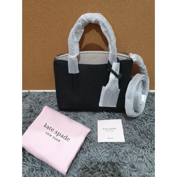 READY NEW KATE SPADE MINI MARGAUX BLACK TAUPE