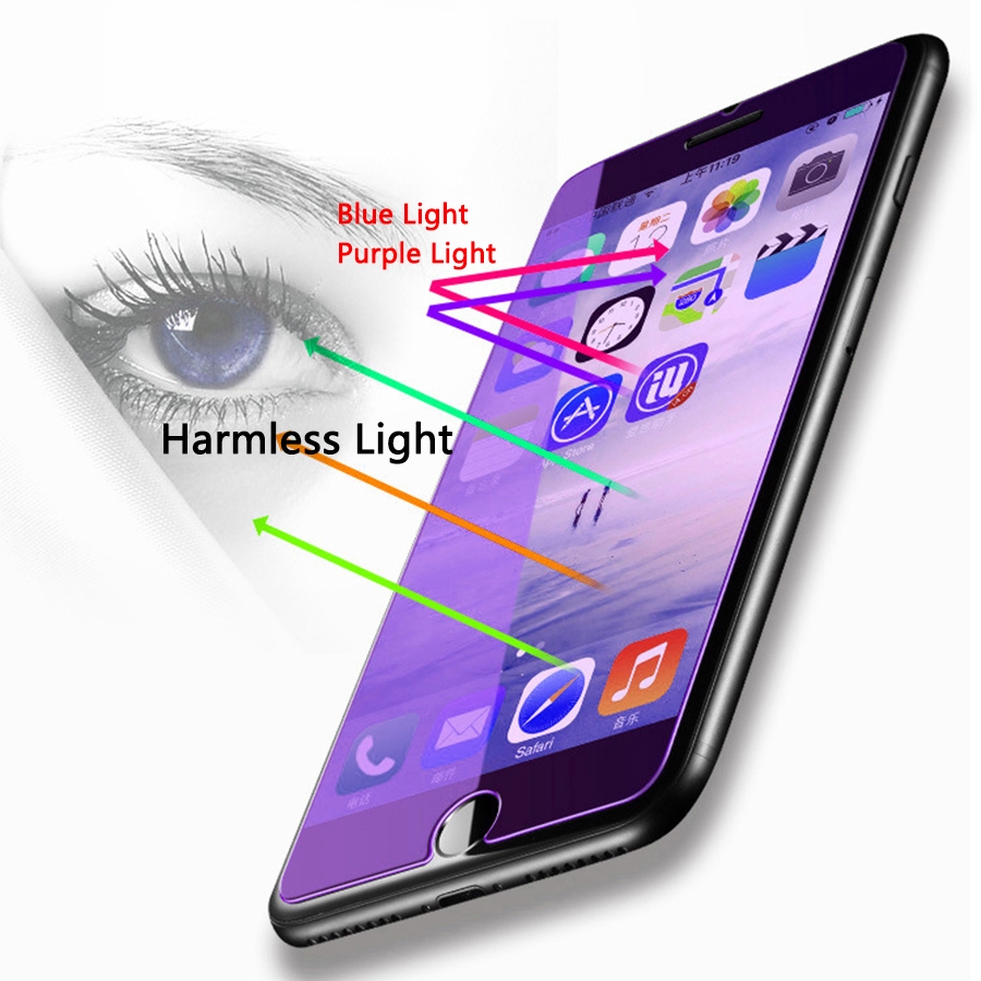 iPhone 12pro iPhone 12mini iPhone 11Pro Max Mini X XS Max XR 7 8 6 6S PLus 5S SE 9H Anti Purple Light Tempered Glass Screen Protector Film