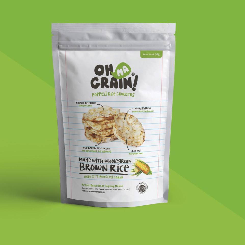 

MAIN SALE Oh Ma Grain! - Popped Rice Crackers Roasted Corn - Rasa Jagung Bakar - 50gr