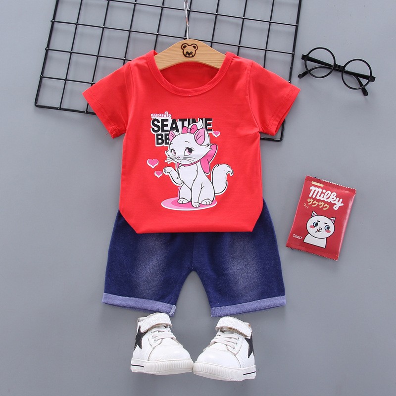 Setelan Baju Anak Perempuan Balita Import | Set Kaos Anak Cewek / Kualitas Premium harga Murah [Mariecat] MB