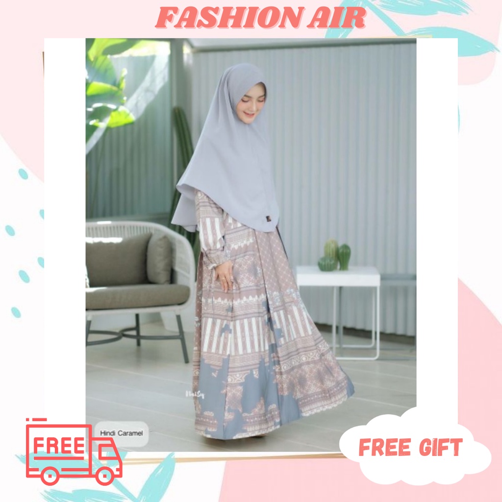 GAMIS MOTIF MANSET TALI TANPA KANCING BAHAN MAKSMARA HINDI B DRESS ORIGINAL by NAISY