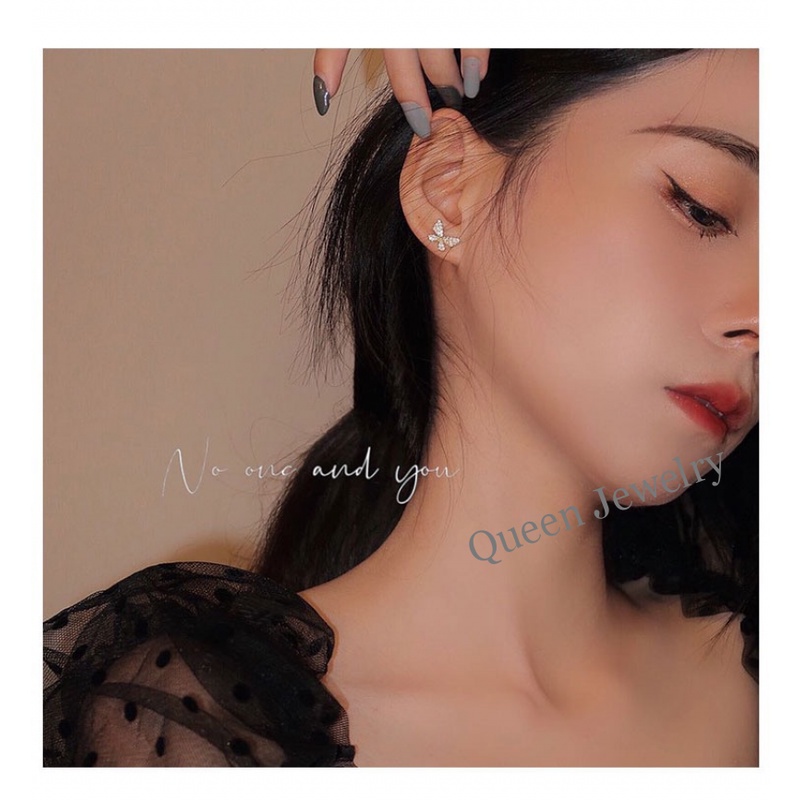 Butterfly set Anting Klip Telinga Model Kupu-Kupu Rumbai Rantai Menjuntai Gaya Korea