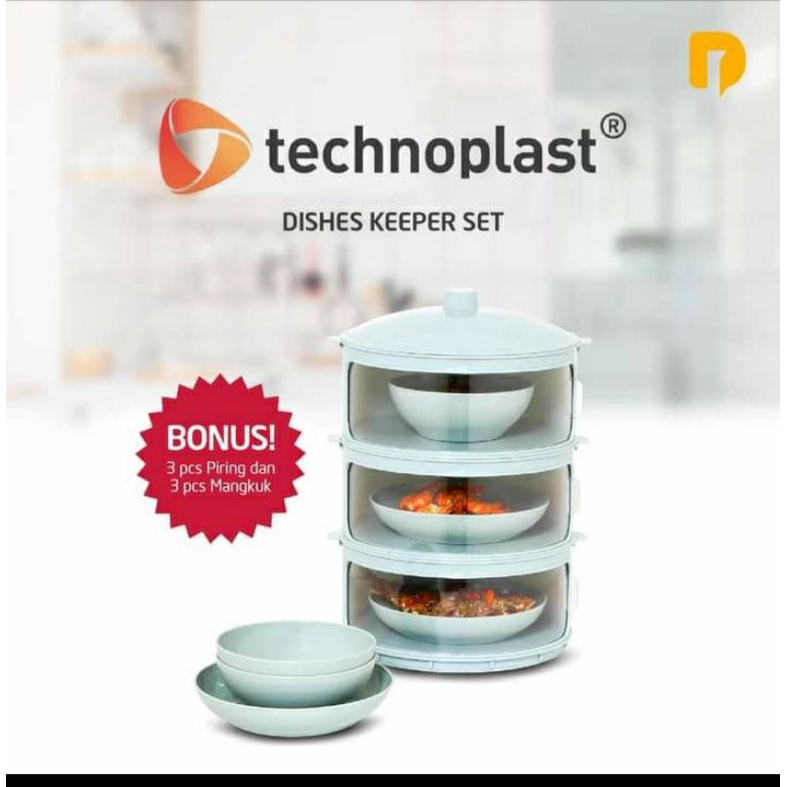 DISHES KEEPER SET TUDUNG SAJI MODERN TEMPAT MENYIMPAN MAKANAN