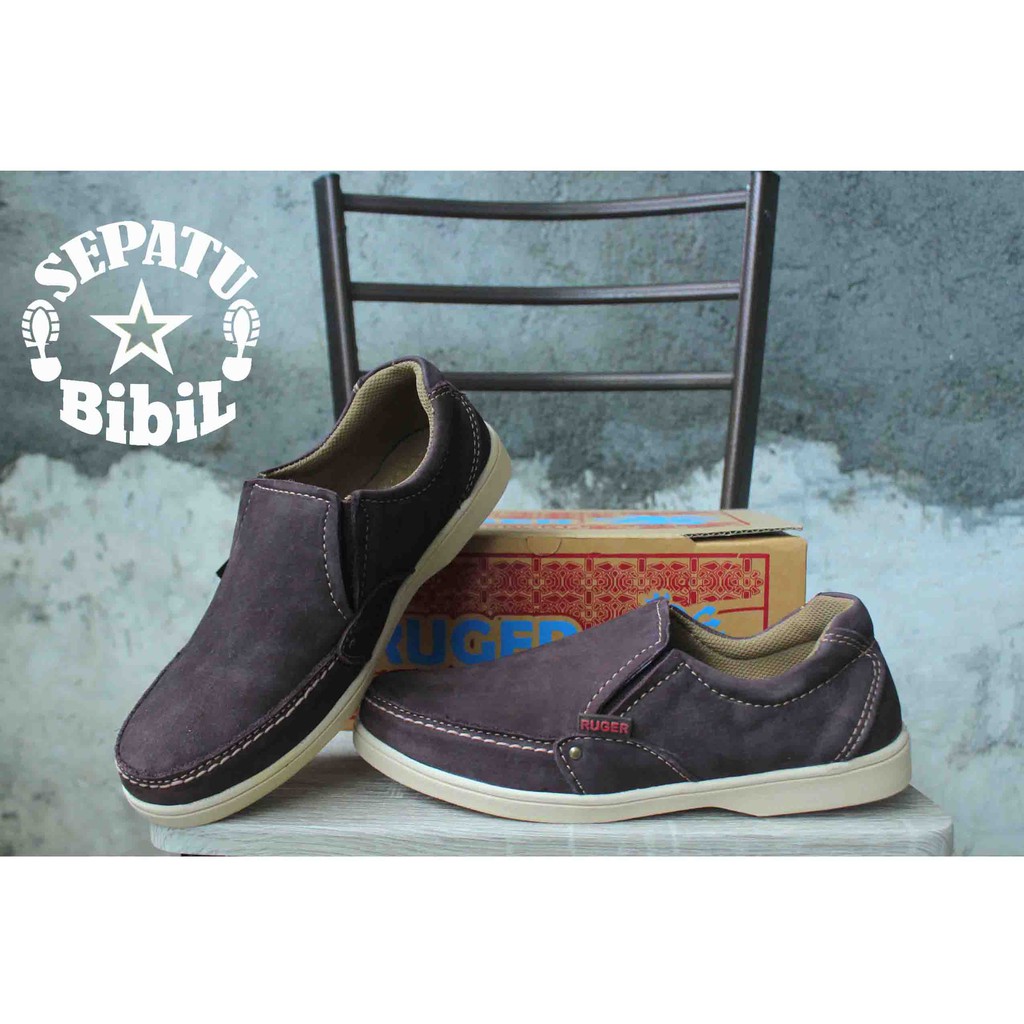 sepatu slop slip on casual harian kantoran kulit murah ruger sepat