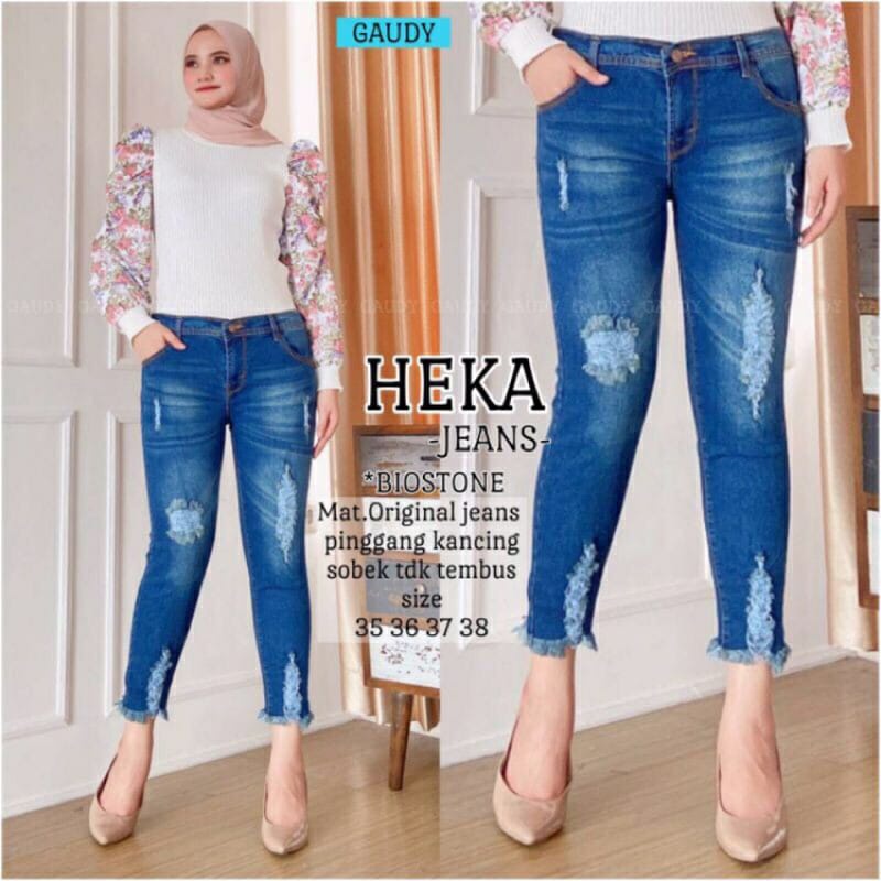 SIZE 31-38! HEKA JEGGING 7/9 VARIASI SOBEK TIDAK TEMBUS.BNN