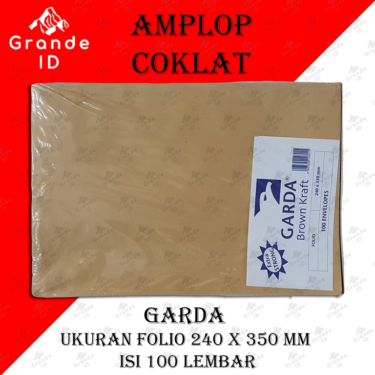 

AMPLOP COKLAT FOLIO GARDA ISI 100 LEMBAR 240 X 350 MM