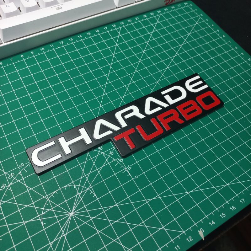 emblem charade turbo bahan alumunium tebal 2mm