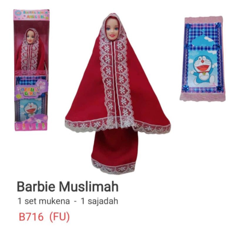 B716 - Mainan Boneka Berbie Muslimah Berbi Pakai Mukena dan Ada Sajadah B 716