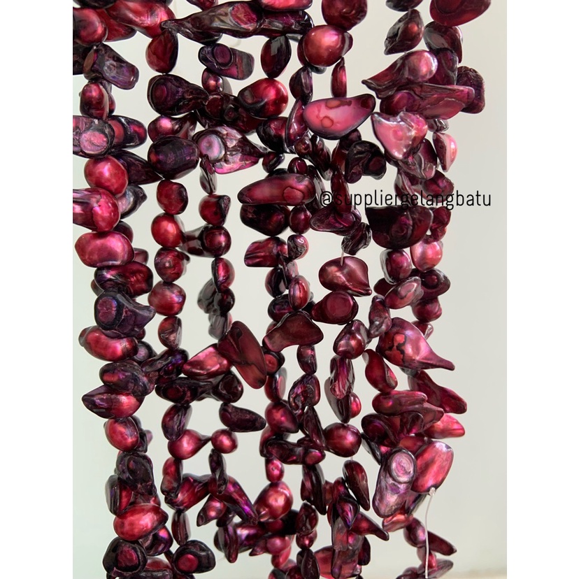 kerikil KERANG KESHI RED MAGENTA tetes OVAL fresh water shell BAROK