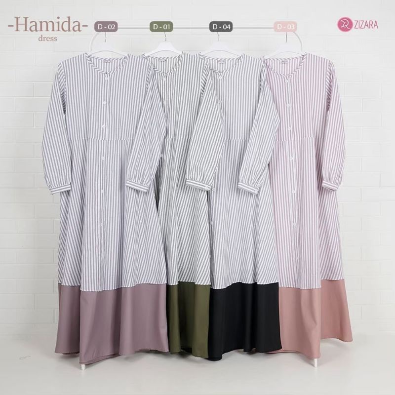 ZIZARA - HAMIDA DRESS ORIGINAL BY ZIZARA/ DRESS STRIP/GAMIS BUSUI/GAMIS MOTIF STRIP/DRESS ZIZARA
