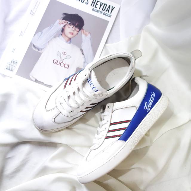 GUCCI Leather Sneakers Putih Pria Wanita Preloved Second Branded Bekas