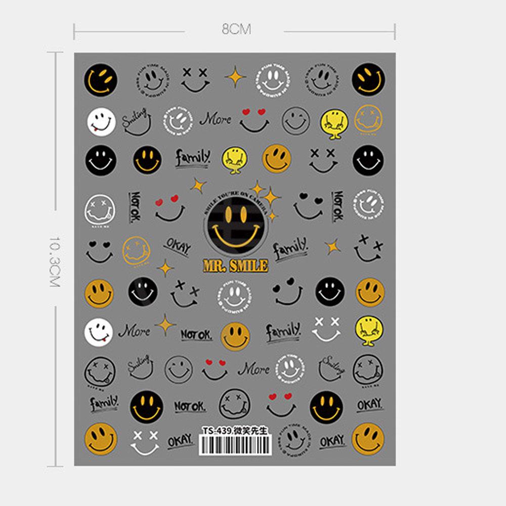 Agustina Smiley Stiker Kuku Salon Perekat Diri Emoticon Bintang Pelangi Manicure Aksesoris DIY Nail Art