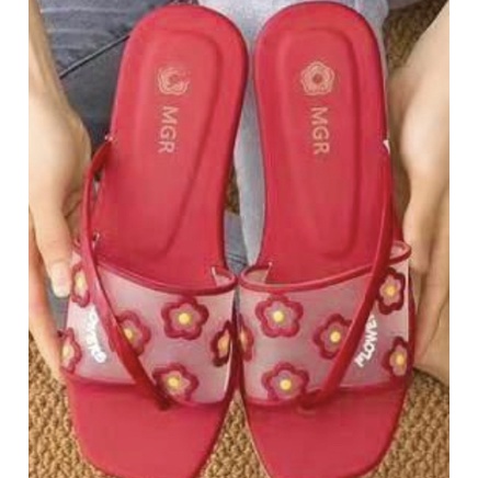 Sandal Selop Japit Jempol Jelly Wanita Cewek Korea Bunga Ban Transparan Cantik Mewah MGR Mokaya Balance (1207) / Size 36-40