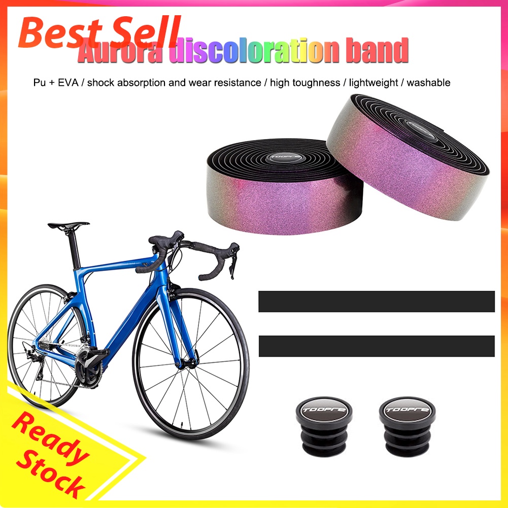 1 Pair Road Bike Gradient Handlebar Tape with Handlebar Plugs Bar Belts