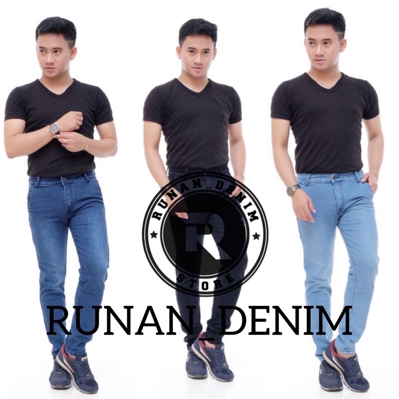 Celana jeans pria panjang slim fit skiny pensil levis hitam standar reguler jumbo murah