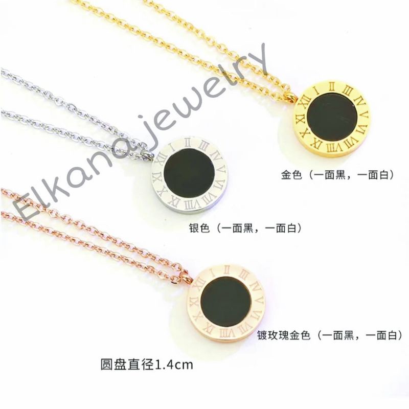 TITANIUM KALUNG LINGKAR HITAM LOGO SUPER BERKELAS PERHIASAN ANTI KARAT&amp;ANTI LUNTUR