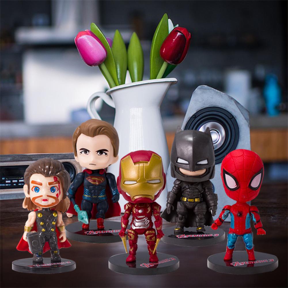 Timekey Mainan Action Figure Model The Avengers Iron Man Batman Spiderman Marvel Justice League Alliance Untuk Dekorasi Kue K6O3