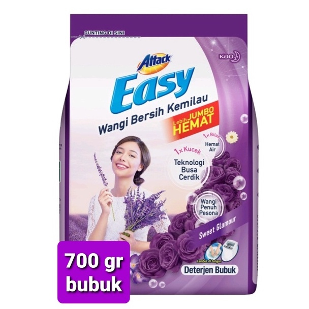 Attack EASY 700gr BUBUK deterjen romantic flower/purple blsom harum wangi bunga mawar (no.147)