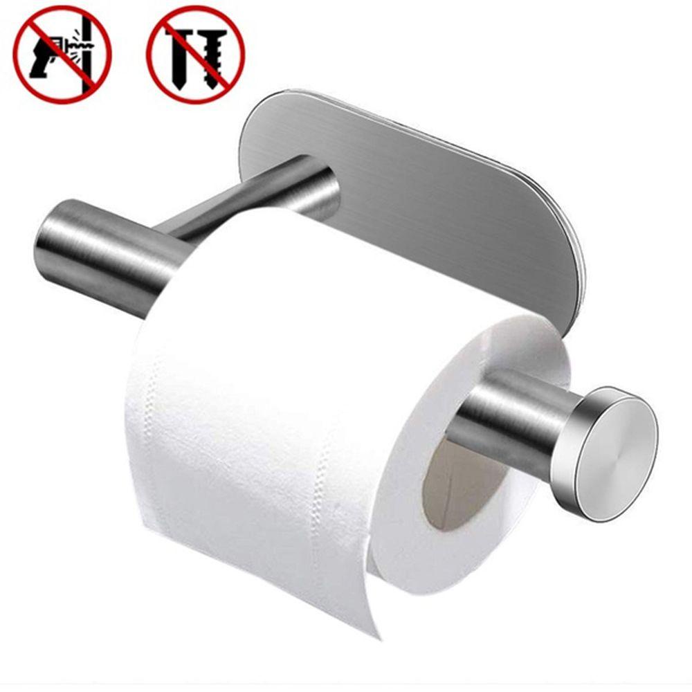 Populer Toilet Roll Holder Perlengkapan Dapur Stainless Steel Tanpa Bor Rak Penyimpanan Tempel Dinding