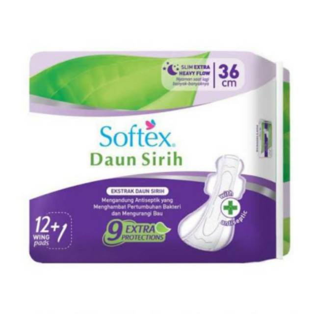 SOFTEX Daun sirih 36cm WING isi 12 pads pembalut wanita (no.09)