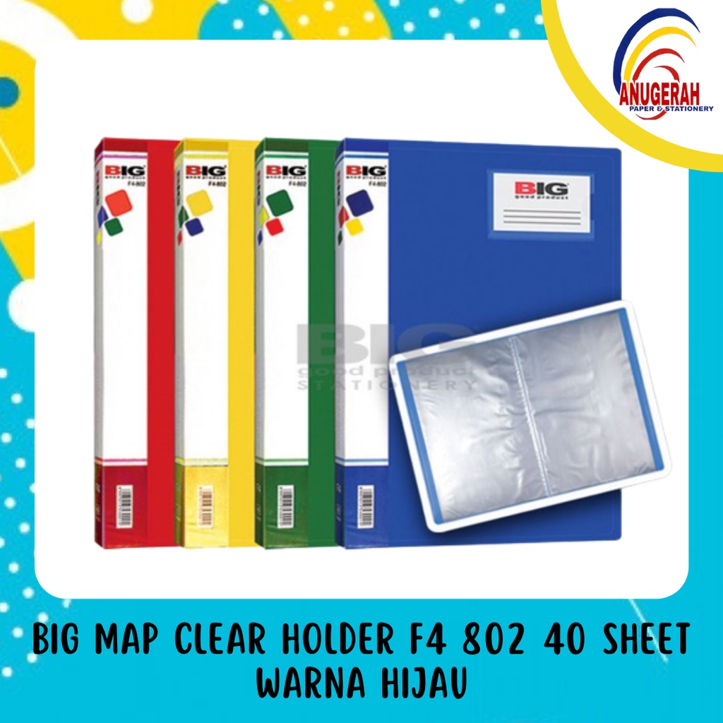 

BIG MAP CLEAR HOLDER F4 802 40 SHEET WARNA HIJAU (PCS)