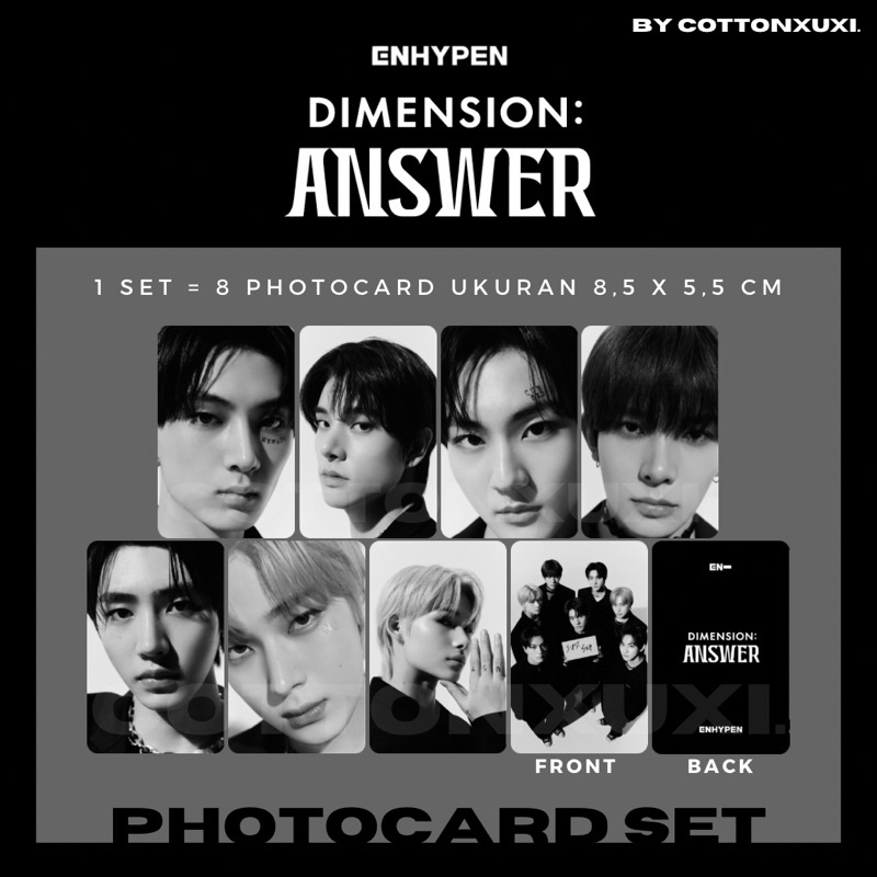[PC SET] ENHYPEN Dimension : Answer Album NO ver. Unofficial Photocard Heeseung Niki Jay Jake Sunoo Sunghoon Jungwon PC Only Freebies