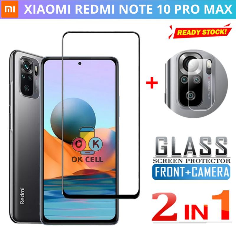 2IN1 Tempered Glass Anti Gores Layar Kamera Redmi Note 10 Pro Max  Full Layar Screen Protector