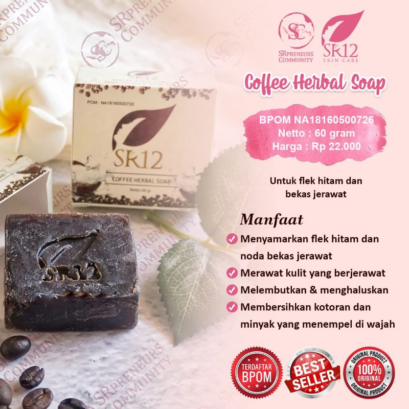 COFFEE HERBAL SOAP SR12 SABUN KOPI terbaik pria wanita untuk komedo jerawat flek hitam kantung mata hilang