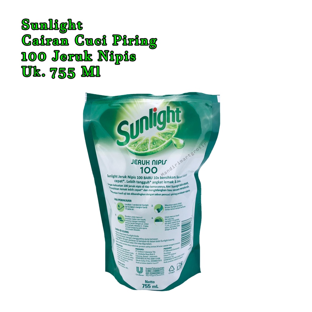 SUNLIGHT *CAIRAN CUCI PIRING* 100 JERUK NIPIS *650ml