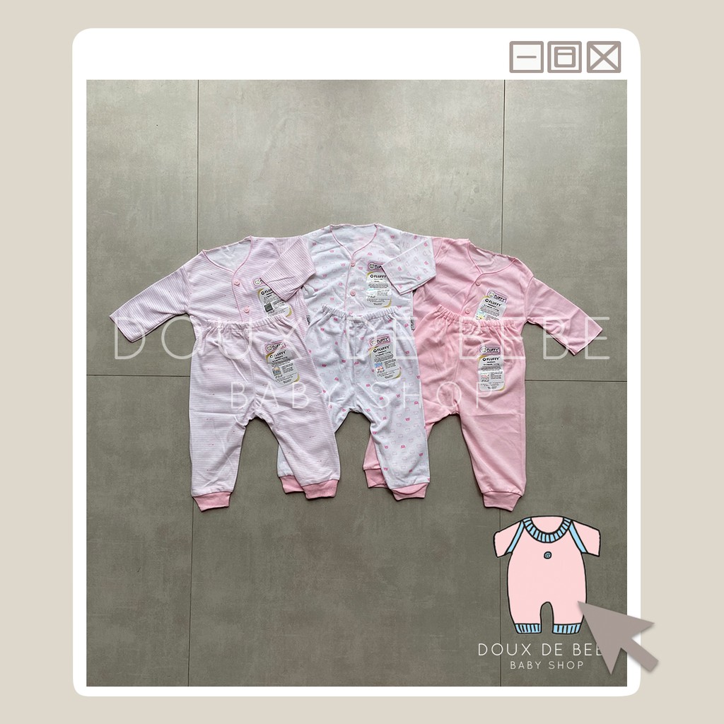 [MOMMYONLINE] Fluffy Setelan Baju Bayi Lengan Panjang NECI 1 Set Newborn 0 - 3 bulan Warna Pink Series