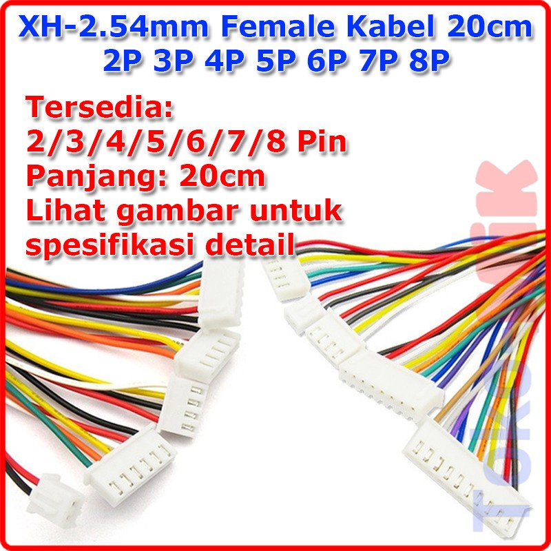 JST XH2.54 XH 2.54 mm 2.54mm Female 2P 3P 4P 5P 6P 7P 8P Kabel 20cm