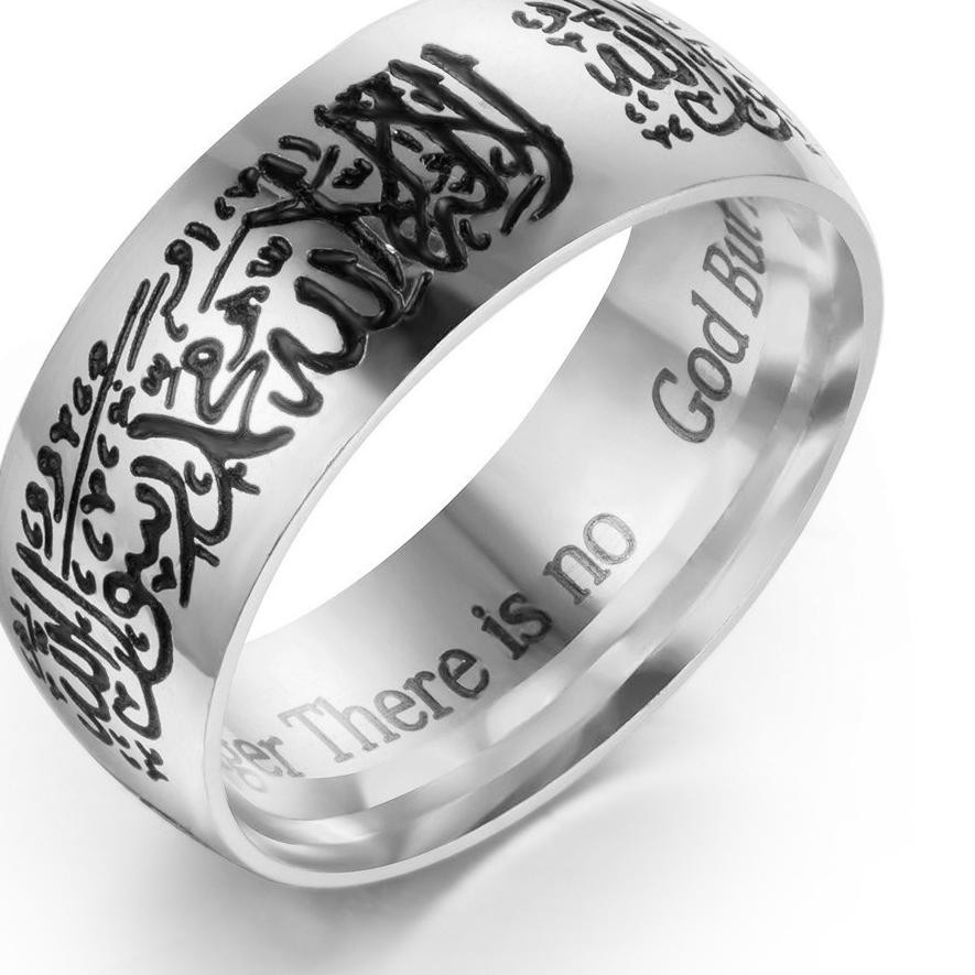 <<JUAL>> LRC Cincin Tauhid Islam Lafadz Syahadat Bahan Stainless Steel ( model Ukiran ) .,.,.,