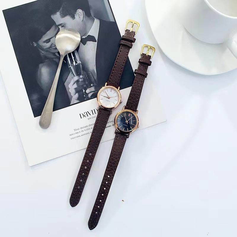 BAJ Jam Tangan Quartz Strap PU Analog Casual Gaya Retro Wanita Persegi Watch Korean Fashion RM026