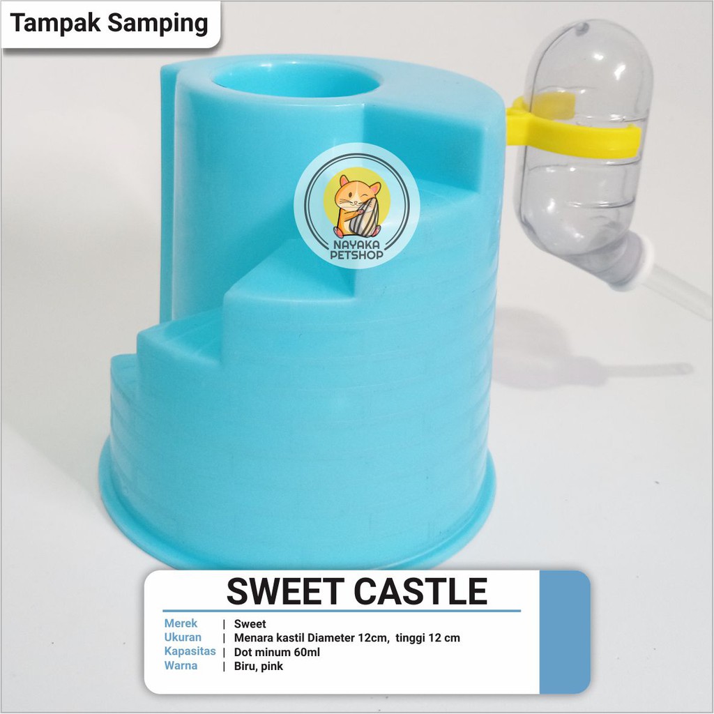 Sweet Castle Dot Botol 60 ml Tempat Tidur Wadah Makan Hewan Hamster Sugar Glider Tupai Bajing